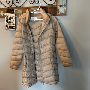 Calvin Klein Light Taupe Quilted Packable Puffer Coat